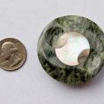 Large Vintage Plastic Button With Mother Of Pearl..