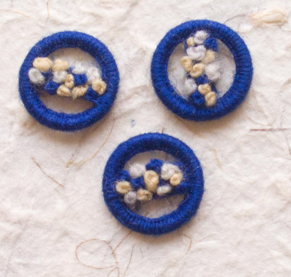 Handmade Vintage Dorset Style Embroidered Wool Buttons Circa 1930 (lot 3)