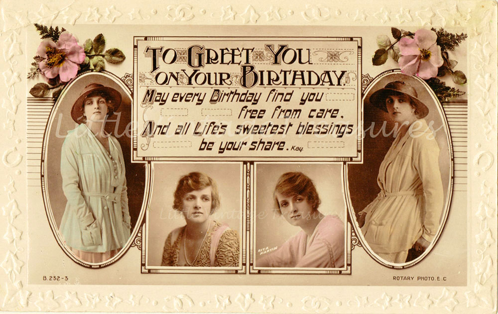 Handtinted Vintage Birthday Card Gladys Cooper Rppc